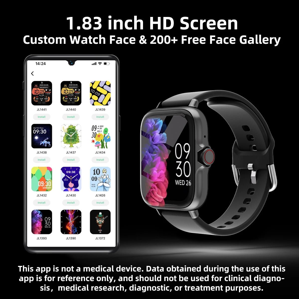 1.83'' Waterproof Smart Watch with Message Answer Call Sleep Monitoring Sports Pedometer Information Alerts For iPhone Android - LOBI IG - SHOP