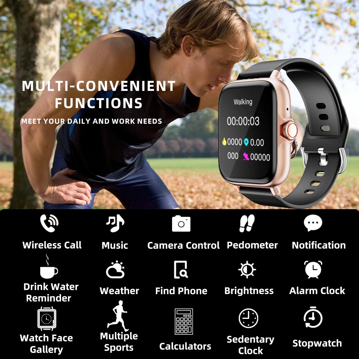 1.83'' Waterproof Smart Watch with Message Answer Call Sleep Monitoring Sports Pedometer Information Alerts For iPhone Android - LOBI IG - SHOP