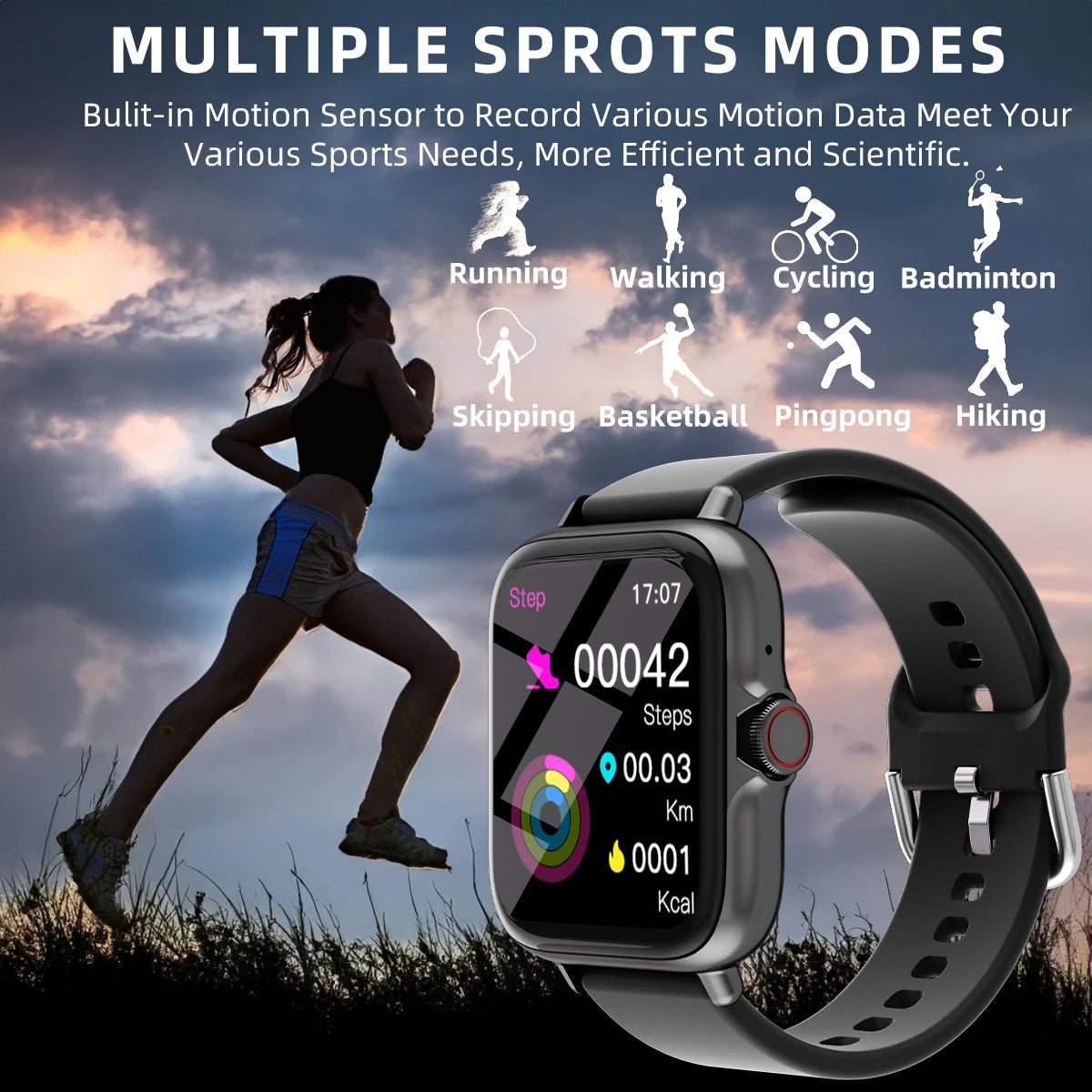 1.83'' Waterproof Smart Watch with Message Answer Call Sleep Monitoring Sports Pedometer Information Alerts For iPhone Android - LOBI IG - SHOP