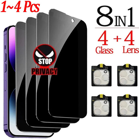 Anti - Spy Glass For iPhone 16 15 14 13 Pro Max Privacy Screen Protectors & Camera Protection Film For iPhone15 12 11 Pro mica - LOBI IG - SHOP