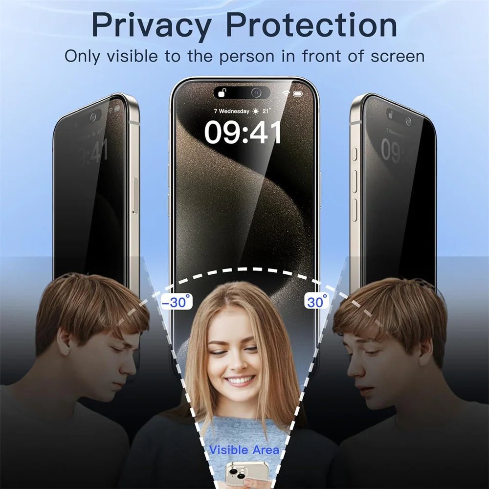 Anti - Spy Glass For iPhone 16 15 14 13 Pro Max Privacy Screen Protectors & Camera Protection Film For iPhone15 12 11 Pro mica - LOBI IG - SHOP